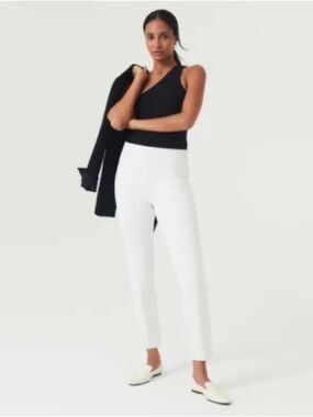 Spanx On the Go cropped opaque white pant L